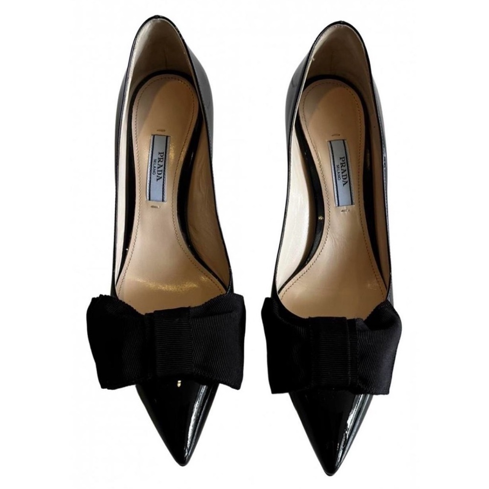 Prada Black Patent Leather Bow Pumps - image 1